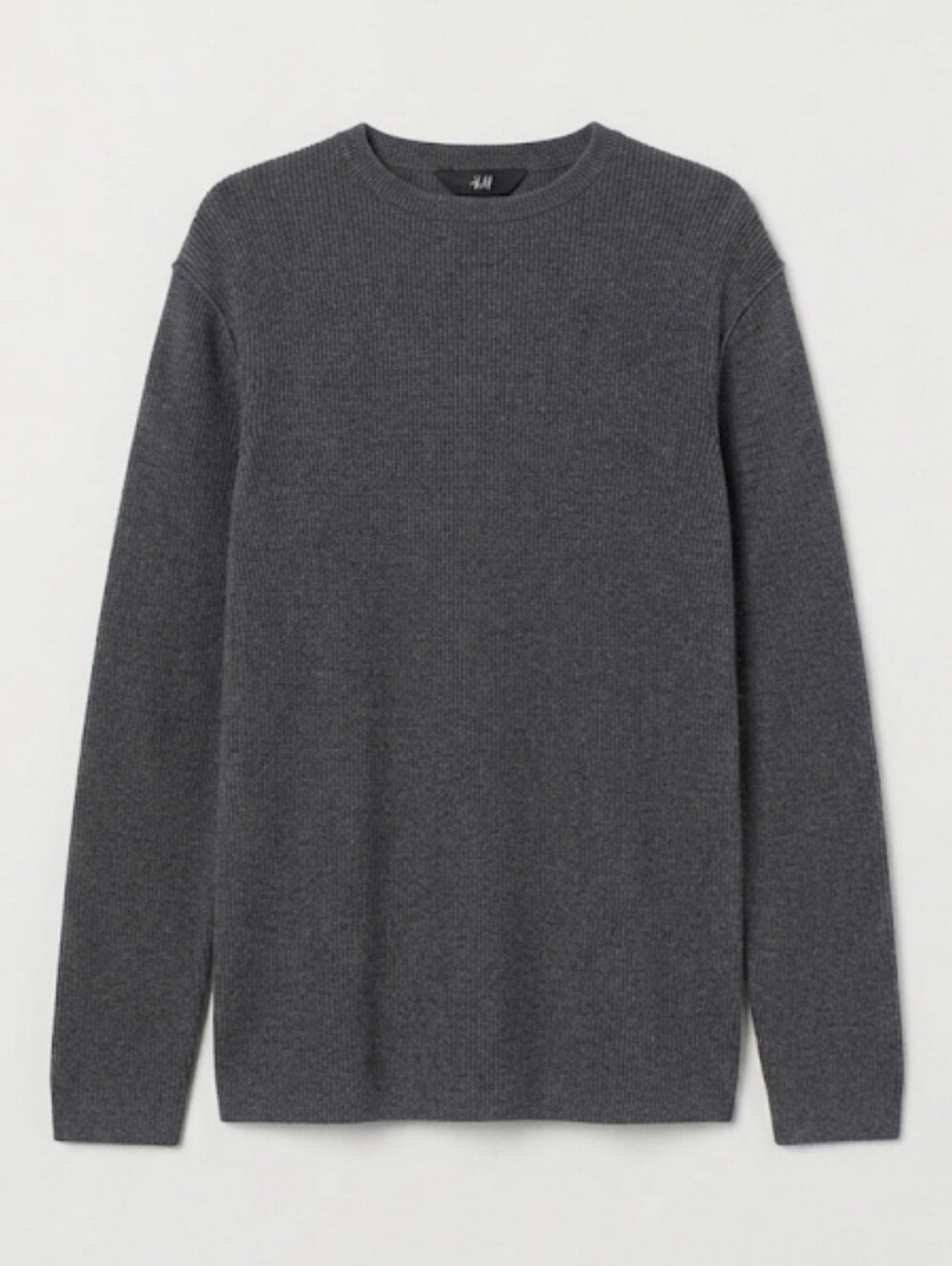 H&M men's crewneck long-sleeve knit sweater Dark Grey Size Small - Picture 2 of 9